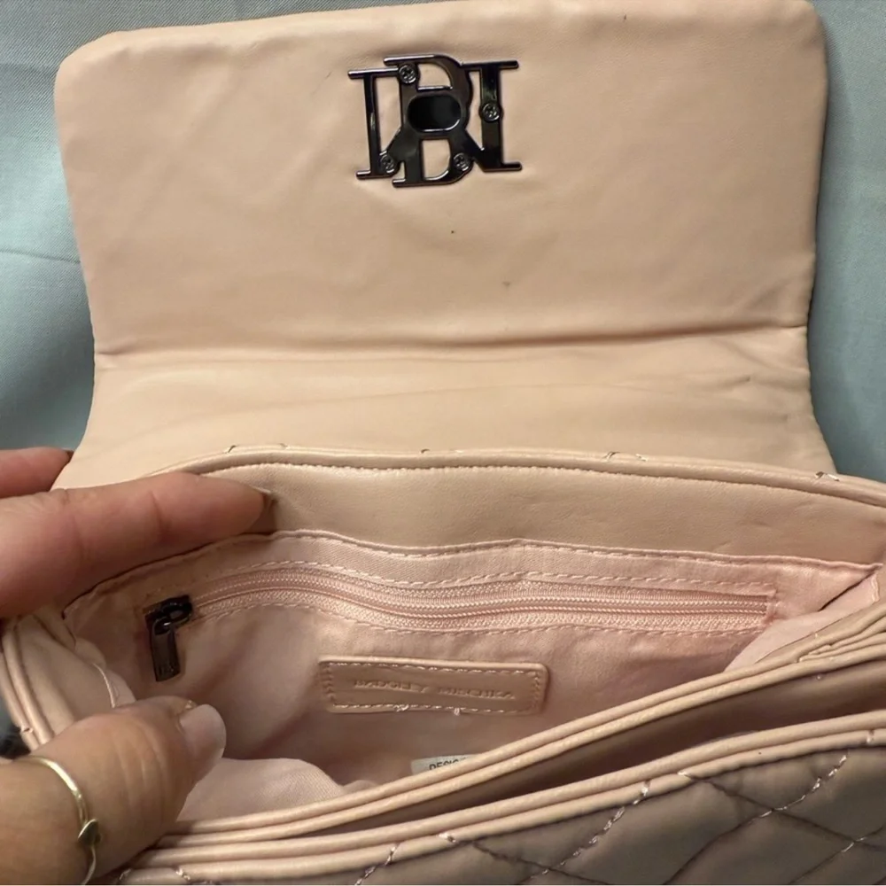 Badgley Mischka Quilted Blush Pink Messenger/Crossbody Bag